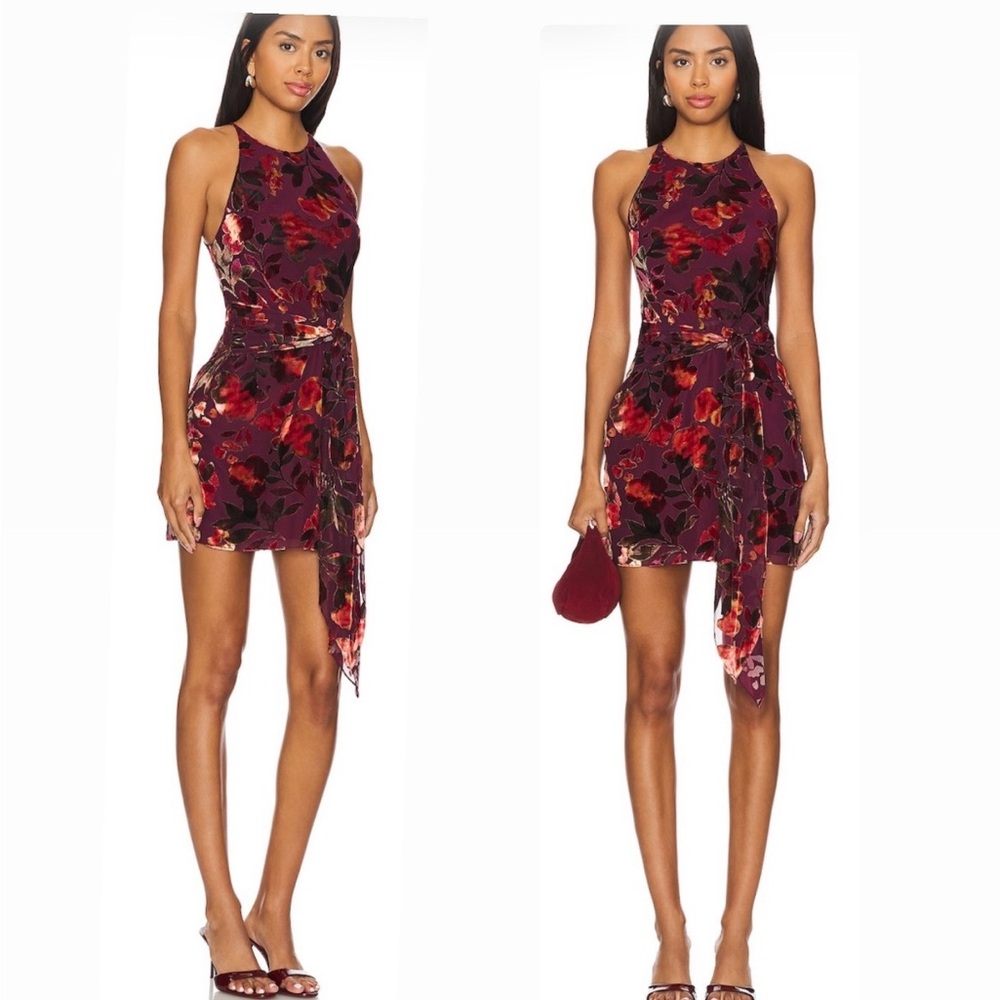 Amanda Uprichard Burgundy Floral Mini Dress